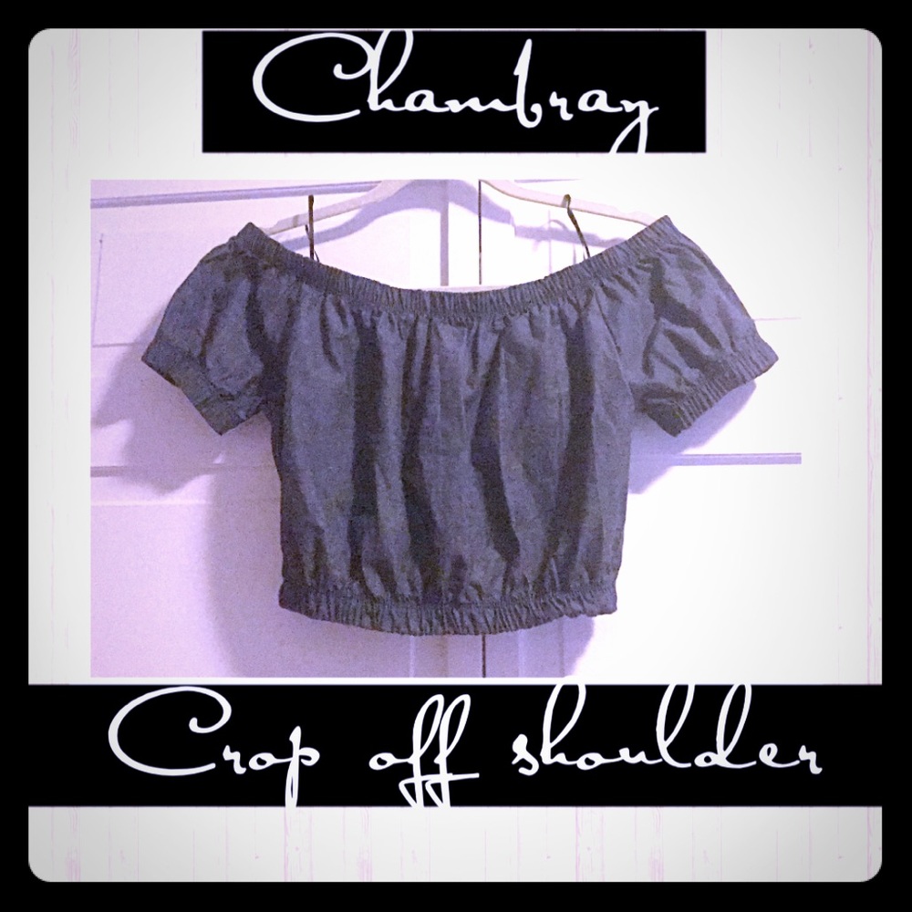 Chambray dark blue cropped top